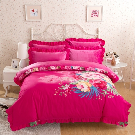 91家纺网 家纺一手货源 找家纺 (总)意尚风情 0920 韩版磨毛加厚 水晶绒四件套