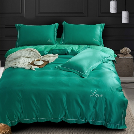 91家纺网 家纺一手货源 找家纺 (总)意尚风情 2020新款·绣花水洗真丝四件套床单款