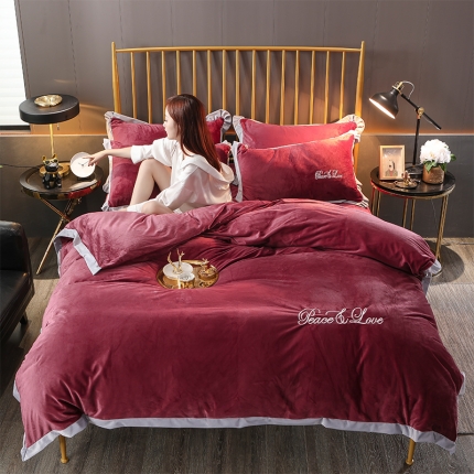 91家纺网 家纺一手货源 找家纺 （总）意尚风情 2019新款加厚水晶绒绣花工艺款四件套床笠款