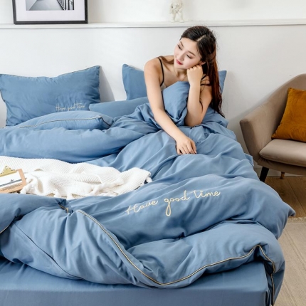 91家纺网 家纺一手货源 找家纺 （总）意尚风情 2019新款60长绒棉绣花工艺款床单款四件套