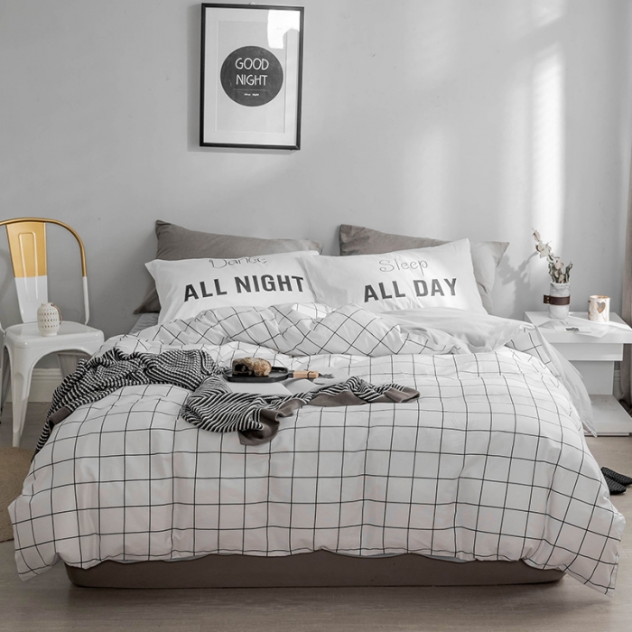 91家纺网 家纺一手货源 找家纺 北欧简约风系列纯棉四件套 格调