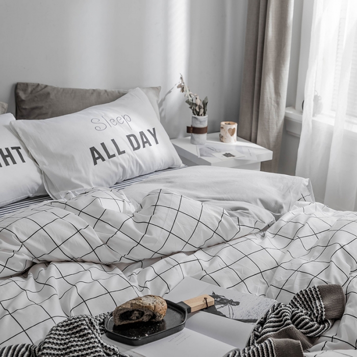 91家纺网 家纺一手货源 找家纺 北欧简约风系列纯棉四件套 格调