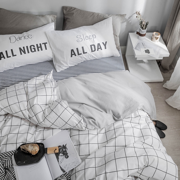 91家纺网 家纺一手货源 找家纺 北欧简约风系列纯棉四件套 格调