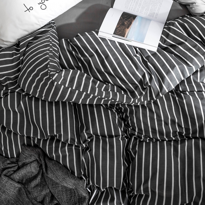 91家纺网 家纺一手货源 找家纺 艾沁 2018新款北欧极简主义系列纯棉四件套 寂静