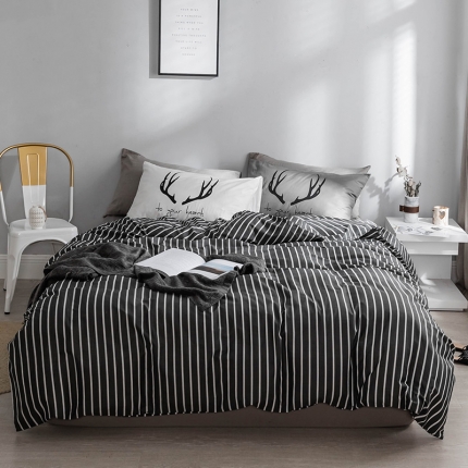 91家纺网 家纺一手货源 找家纺 艾沁 2018新款北欧极简主义系列纯棉四件套 寂静