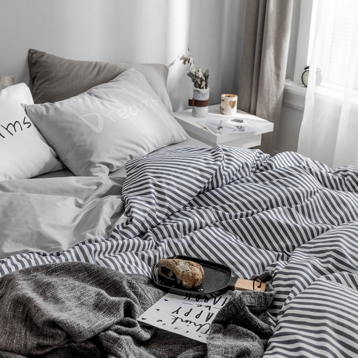 91家纺网 家纺一手货源 找家纺 艾沁 2018新款北欧极简主义系列纯棉四件套 梦境