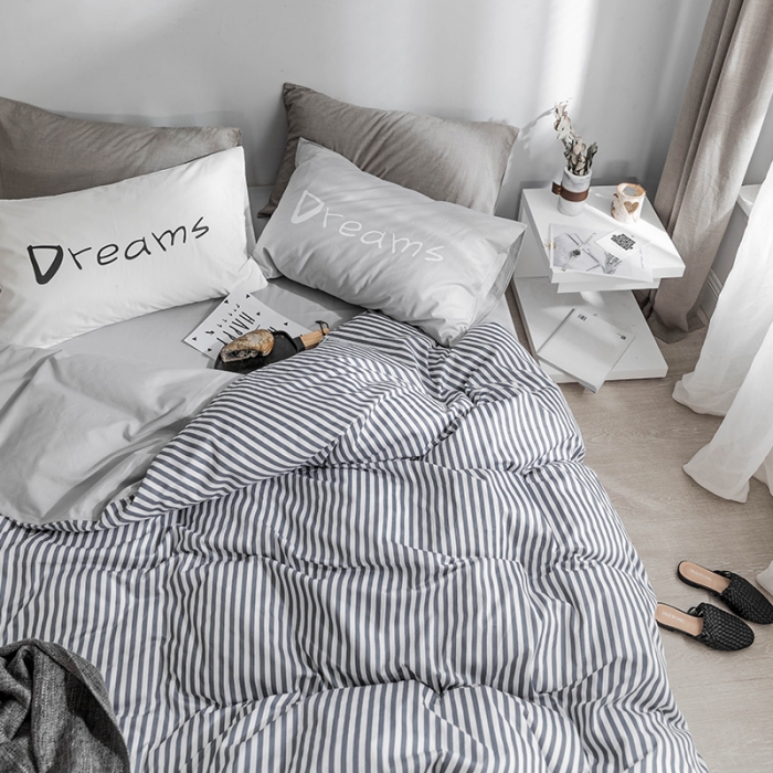 91家纺网 家纺一手货源 找家纺 艾沁 2018新款北欧极简主义系列纯棉四件套 梦境