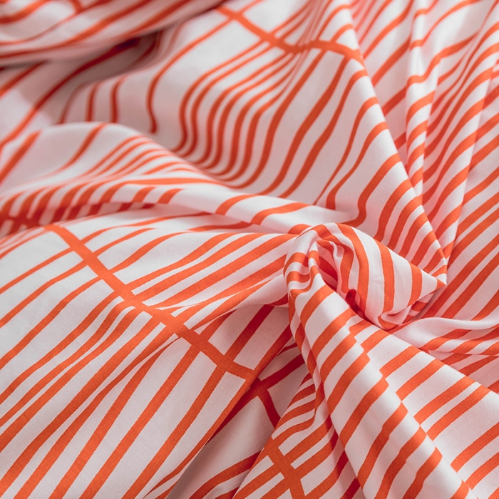 91家纺网 家纺一手货源 找家纺 艾沁家纺 北欧简约格子条纹系列全棉四件套床单款 涩