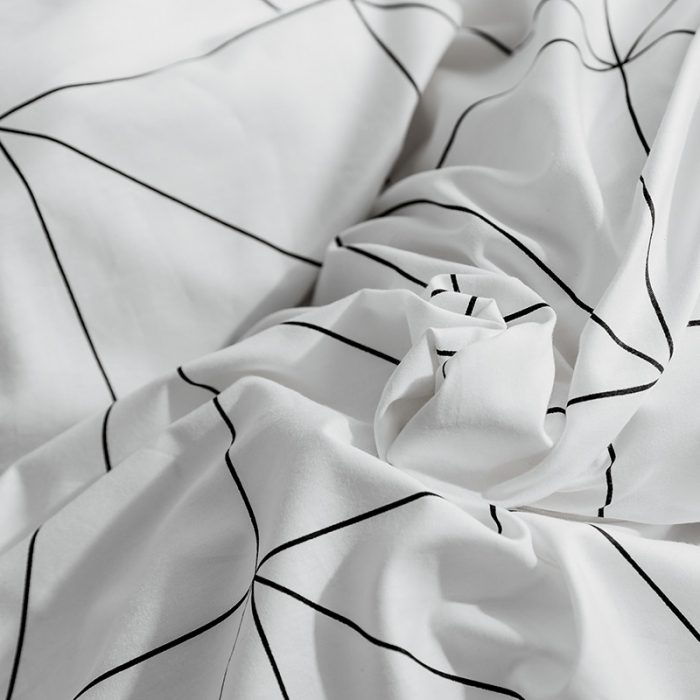 91家纺网 家纺一手货源 找家纺 艾沁 2018新款北欧极简主义系列纯棉四件套 慕尚-白