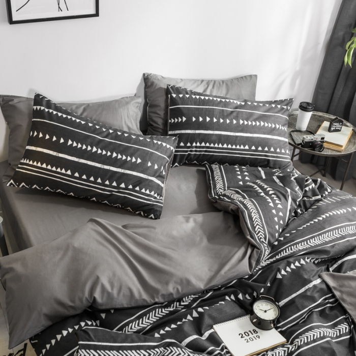 91家纺网 家纺一手货源 找家纺 艾沁家纺 2018新款北欧简约纯棉四件套百慕大