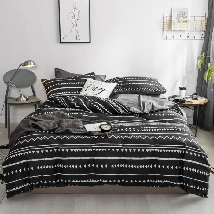 91家纺网 家纺一手货源 找家纺 艾沁家纺 2018新款北欧简约纯棉四件套百慕大