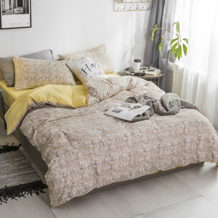 91家纺网 家纺一手货源 找家纺 艾沁家纺 2018新款北欧简约纯棉四件套里约