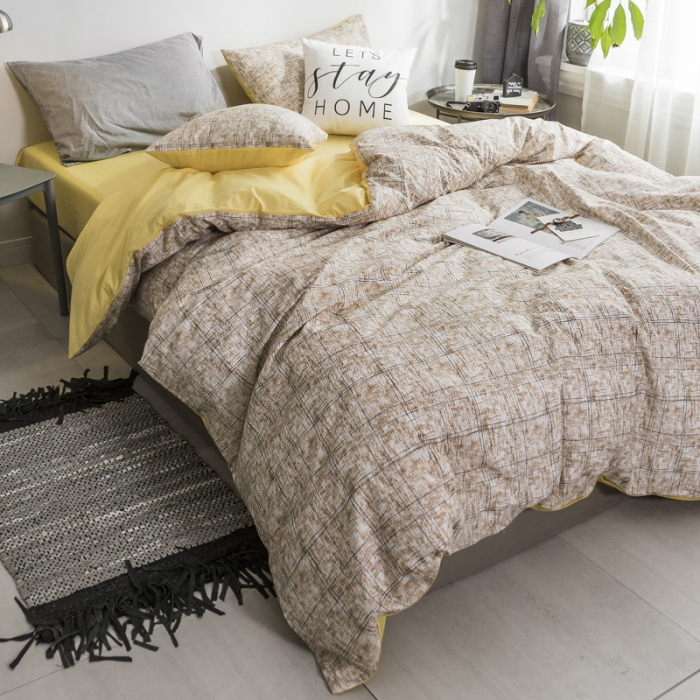 91家纺网 家纺一手货源 找家纺 艾沁家纺 2018新款北欧简约纯棉四件套里约