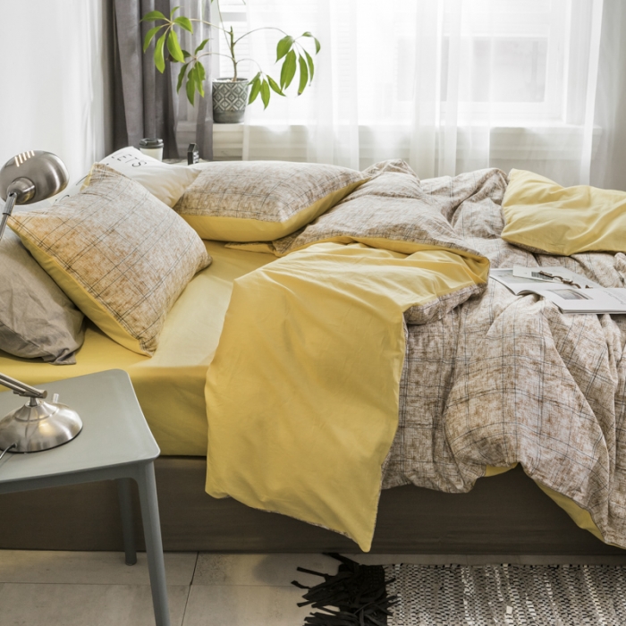 91家纺网 家纺一手货源 找家纺 艾沁家纺 2018新款北欧简约纯棉四件套里约