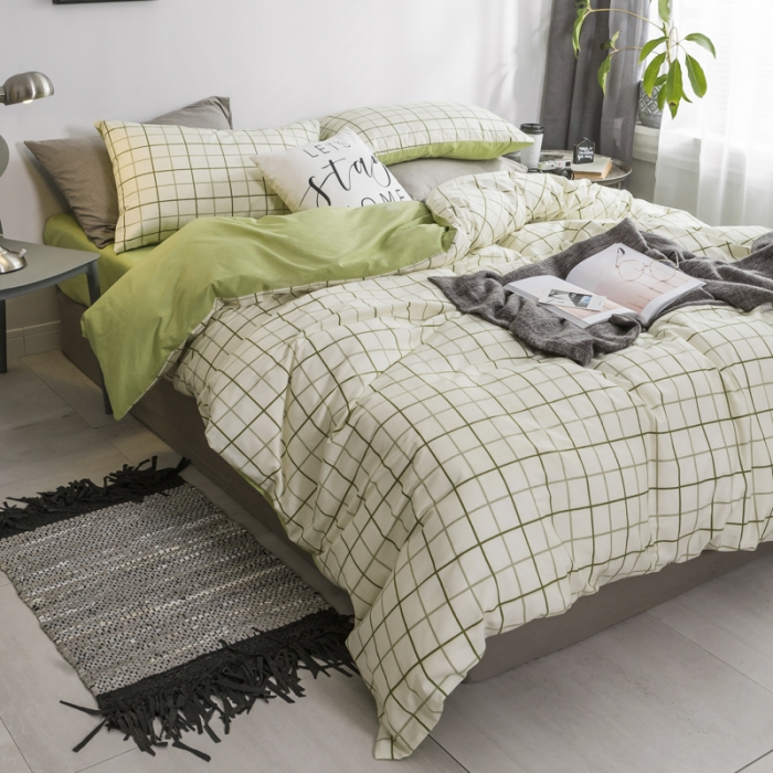 91家纺网 家纺一手货源 找家纺 艾沁家纺 2018新款北欧简约纯棉四件套悉尼