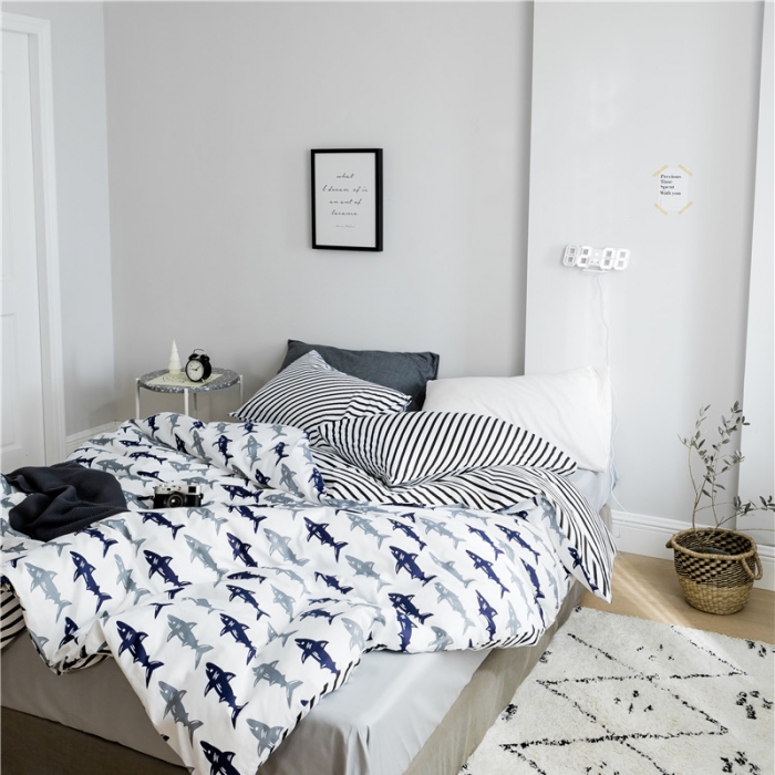 91家纺网 家纺一手货源 找家纺 艾沁 2019新款极简系列第三季四件套 港湾