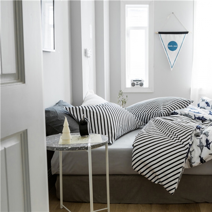 91家纺网 家纺一手货源 找家纺 艾沁 2019新款极简系列第三季四件套 港湾