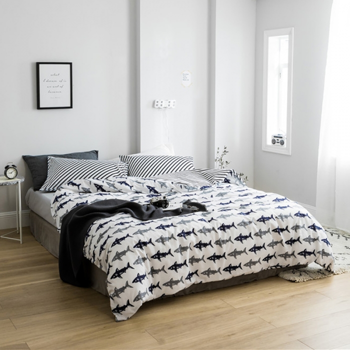 91家纺网 家纺一手货源 找家纺 艾沁 2019新款极简系列第三季四件套 港湾