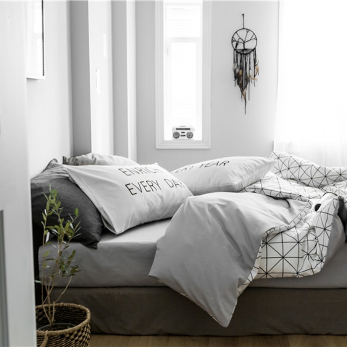 91家纺网 家纺一手货源 找家纺 艾沁 2019新款极简系列第三季四件套 米格