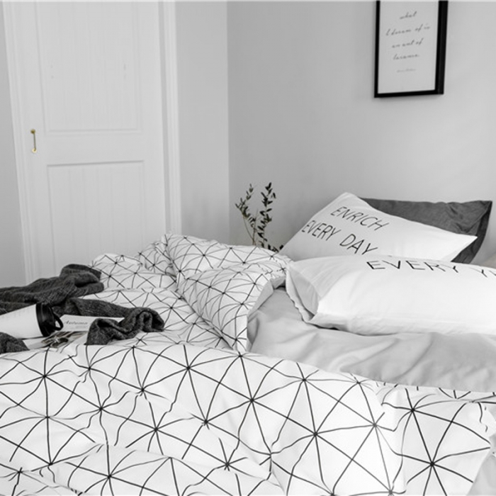 91家纺网 家纺一手货源 找家纺 艾沁 2019新款极简系列第三季四件套 米格