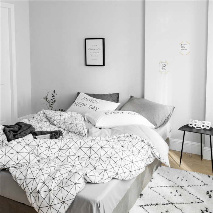 91家纺网 家纺一手货源 找家纺 艾沁 2019新款极简系列第三季四件套 米格