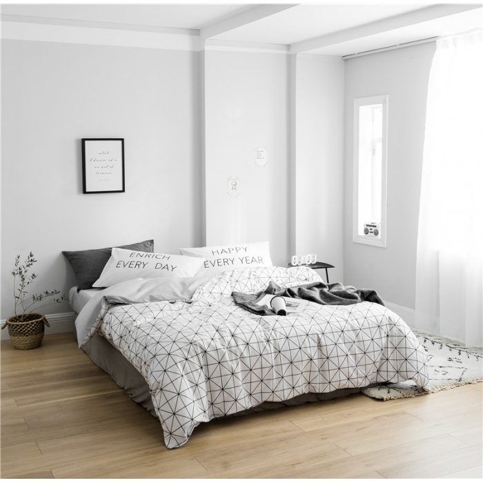 91家纺网 家纺一手货源 找家纺 艾沁 2019新款极简系列第三季四件套 米格