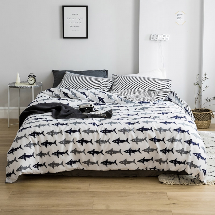 91家纺网 家纺一手货源 找家纺 艾沁 2019新款极简系列第三季四件套 港湾