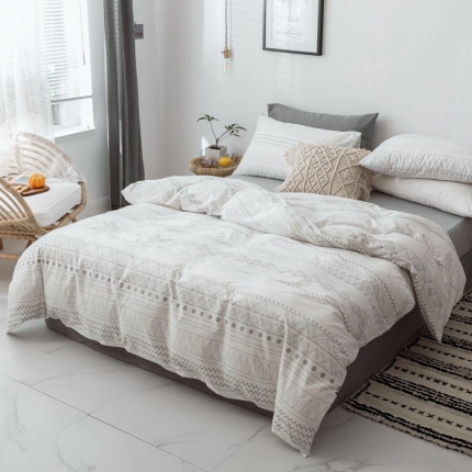 91家纺网 家纺一手货源 找家纺 纯棉北欧极简主义系列四件套 几何