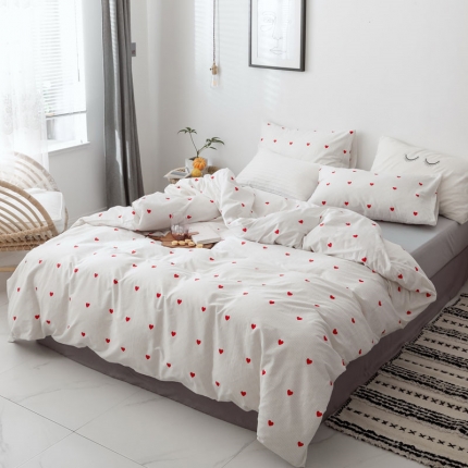 91家纺网 家纺一手货源 找家纺 艾沁 2019新款纯棉北欧极简主义系列四件套 心动