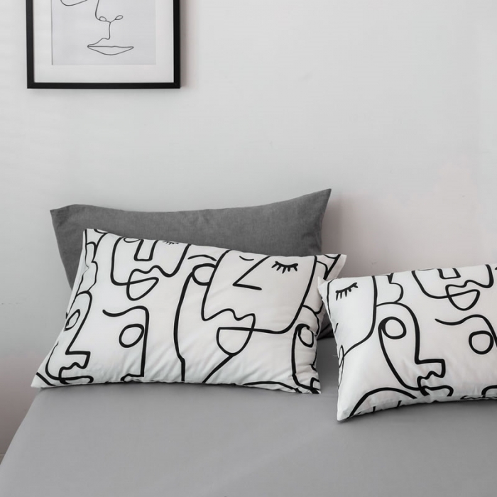 91家纺网 家纺一手货源 找家纺 艾沁 2019新款纯棉北欧极简主义系列四件套 抽象