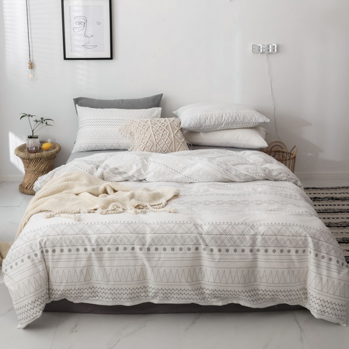 91家纺网 家纺一手货源 找家纺 纯棉北欧极简主义系列四件套 几何