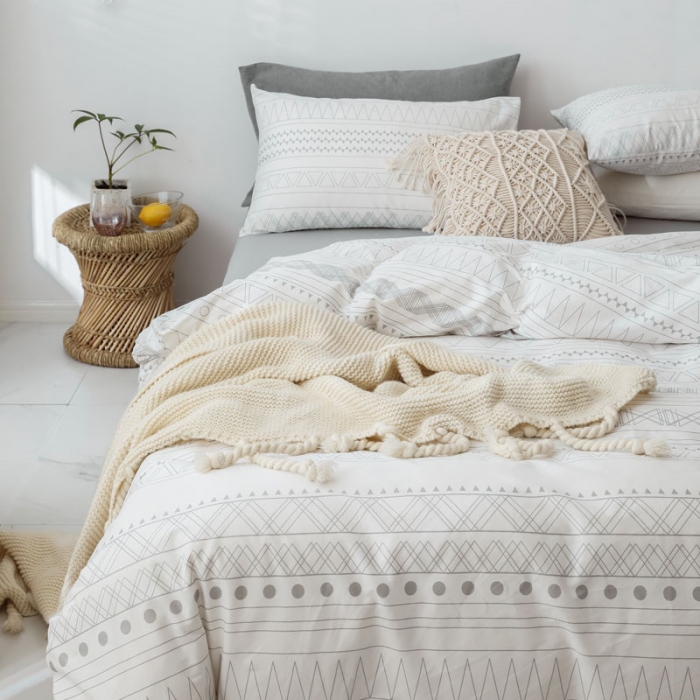 91家纺网 家纺一手货源 找家纺 纯棉北欧极简主义系列四件套 几何