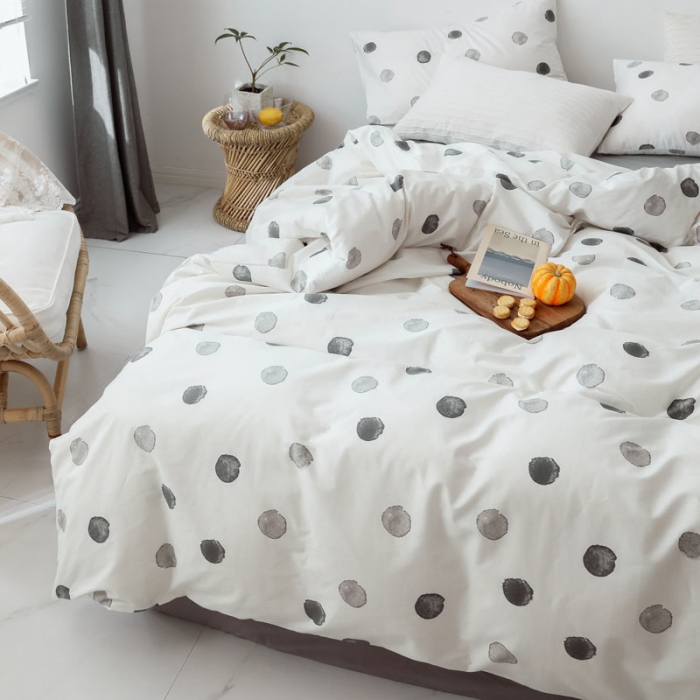 91家纺网 家纺一手货源 找家纺 艾沁 2019新款纯棉北欧极简主义系列四件套 寐色