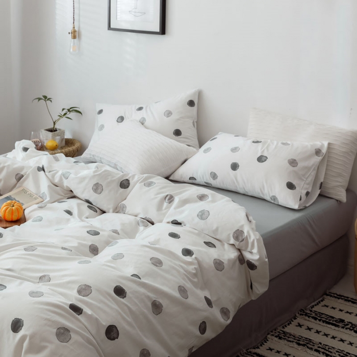 91家纺网 家纺一手货源 找家纺 艾沁 2019新款纯棉北欧极简主义系列四件套 寐色