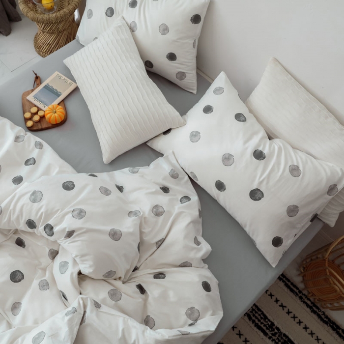 91家纺网 家纺一手货源 找家纺 艾沁 2019新款纯棉北欧极简主义系列四件套 寐色