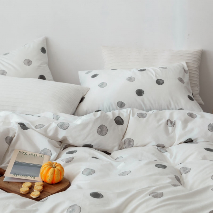 91家纺网 家纺一手货源 找家纺 艾沁 2019新款纯棉北欧极简主义系列四件套 寐色