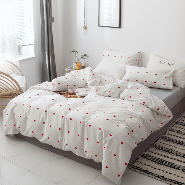 91家纺网 家纺一手货源 找家纺 艾沁 2019新款纯棉北欧极简主义系列四件套 心动