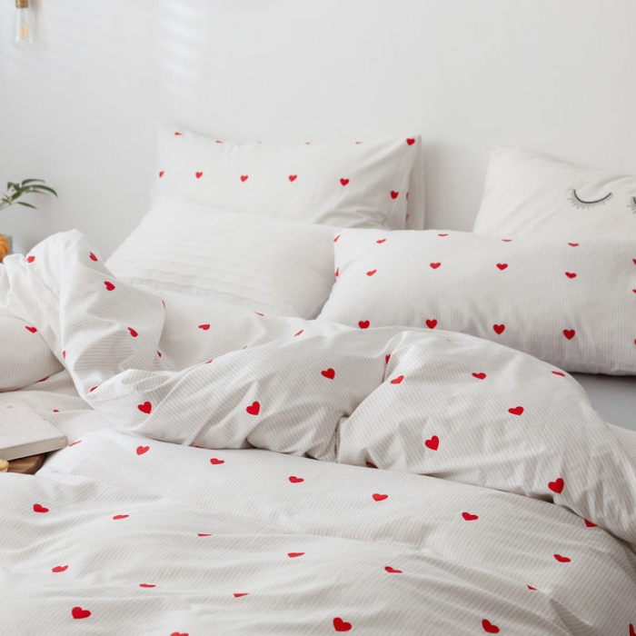 91家纺网 家纺一手货源 找家纺 艾沁 2019新款纯棉北欧极简主义系列四件套 心动