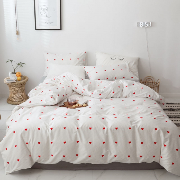 91家纺网 家纺一手货源 找家纺 艾沁 2019新款纯棉北欧极简主义系列四件套 心动