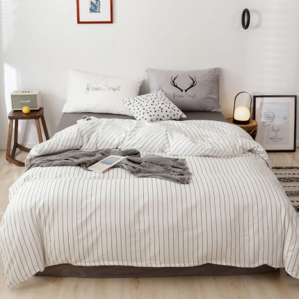 91家纺网 家纺一手货源 找家纺 （总）艾沁 2019新款纯棉北欧极简主义系列四件套