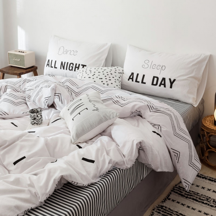 91家纺网 家纺一手货源 找家纺 （总）艾沁 2019新款纯棉北欧极简主义系列四件套