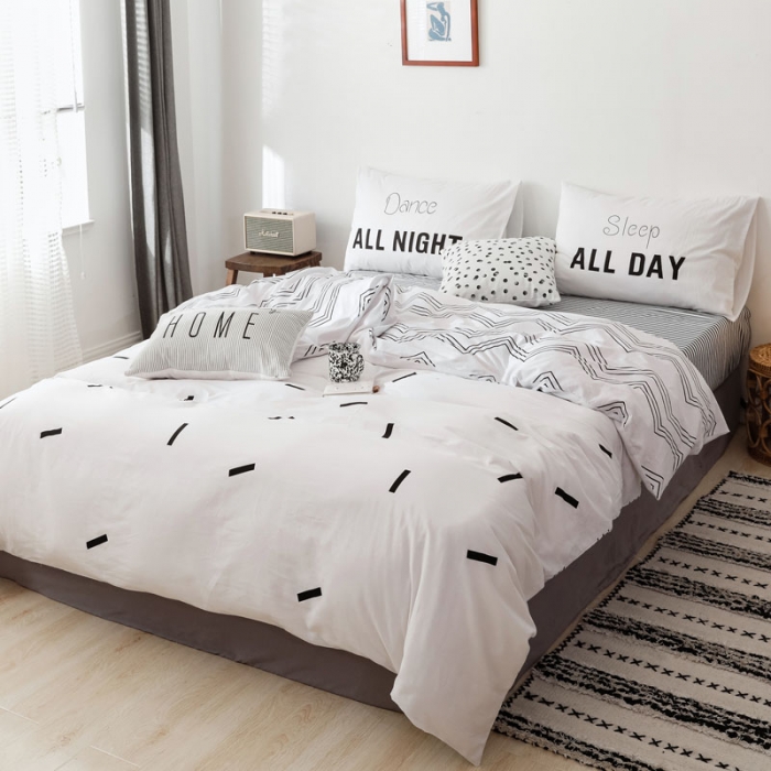 91家纺网 家纺一手货源 找家纺 （总）艾沁 2019新款纯棉北欧极简主义系列四件套