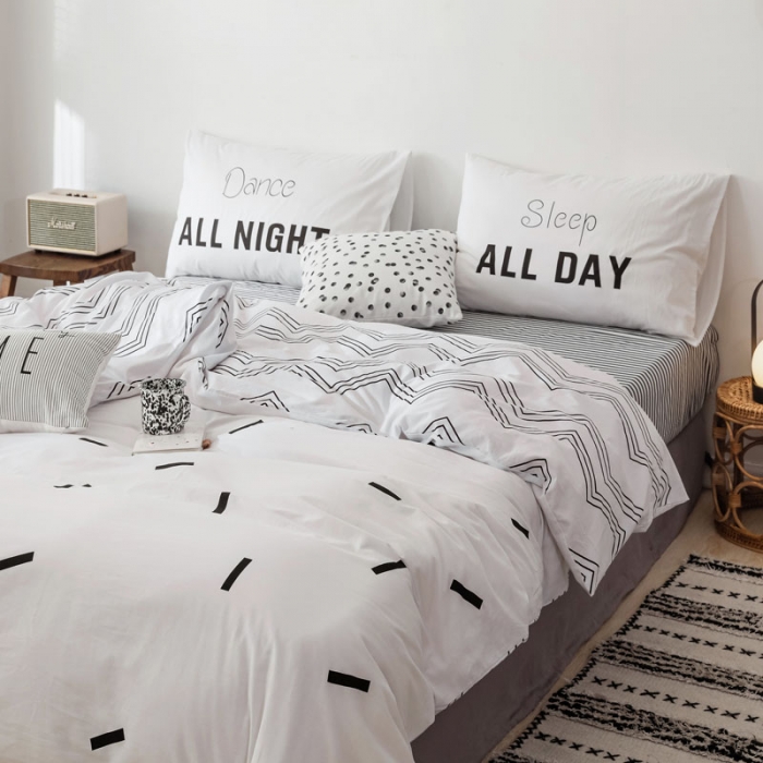 91家纺网 家纺一手货源 找家纺 艾沁 2019新款纯棉北欧极简主义系列四件套 北岛