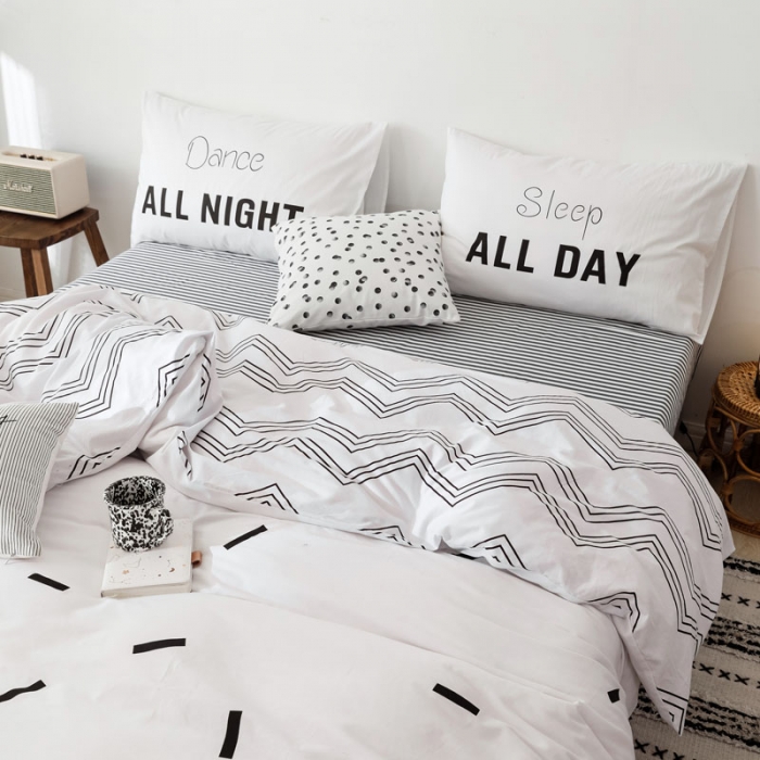 91家纺网 家纺一手货源 找家纺 艾沁 2019新款纯棉北欧极简主义系列四件套 北岛