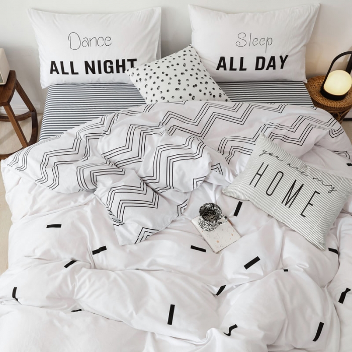 91家纺网 家纺一手货源 找家纺 艾沁 2019新款纯棉北欧极简主义系列四件套 北岛