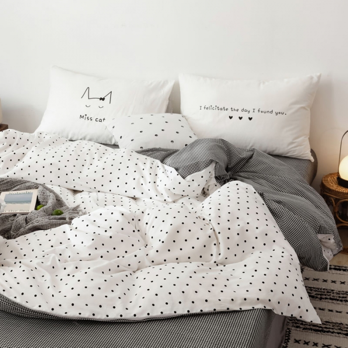 91家纺网 家纺一手货源 找家纺 艾沁 2019新款纯棉北欧极简主义系列四件套 黛珂