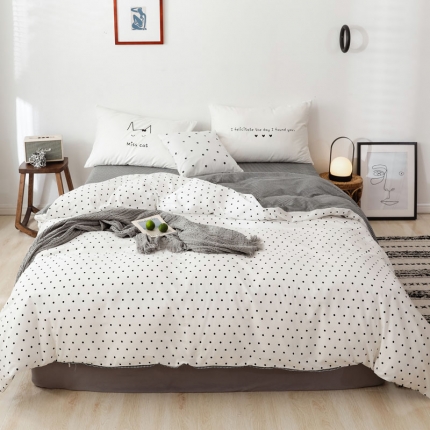 艾沁 2019新款纯棉北欧极简主义系列四件套 黛珂