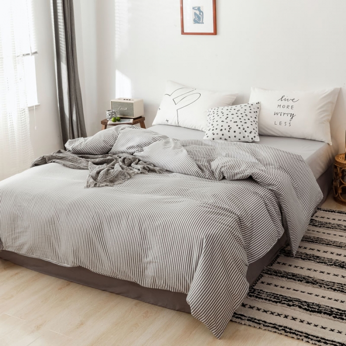 91家纺网 家纺一手货源 找家纺 艾沁 2019新款纯棉北欧极简主义系列四件套 恋家