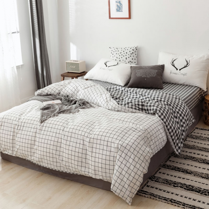 91家纺网 家纺一手货源 找家纺 艾沁 2019新款纯棉北欧极简主义系列四件套 马赛