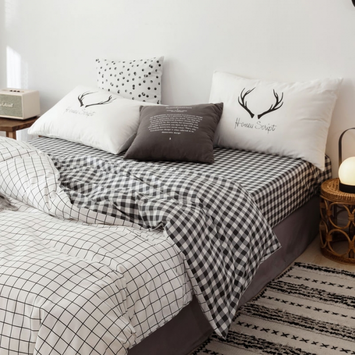 91家纺网 家纺一手货源 找家纺 艾沁 2019新款纯棉北欧极简主义系列四件套 马赛